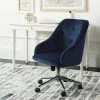 Evelynn Tufted Velvet Chrome Leg Swivel Office Chair In Navy/Chrome - Safavieh OCH4502B -Safavieh Homeware 187 OCH4502B ROOM
