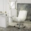 Whitney Faux Sheepskin Chrome Leg Swivel Office Chair In White/Chrome - Safavieh OCH4505A -Safavieh Homeware 187 OCH4505A ROOM