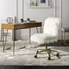Whitney Faux Sheepskin Gold Leg Swivel Office Chair In White/Gold - Safavieh OCH4505B -Safavieh Homeware 187 OCH4505B ROOM