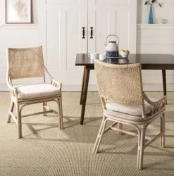 Donatella Rattan Chair In Natural White Wash - Safavieh SEA4012A