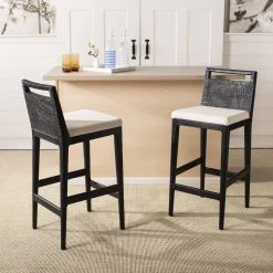 Darin Bar Stool In Black/White - Safavieh SEA4015B