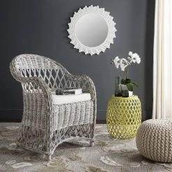 Inez Wicker Club Chair In White Wash - Safavieh SEA7000B