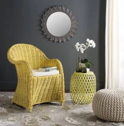 Callista Wicker Club Chair In Yellow - Safavieh SEA7001A