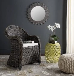 Callista Wicker Club Chair In Black Wash - Safavieh SEA7001B