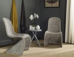 Tana Wicker Side Chair In Antique Grey (Set Of 2) - Safavieh SEA8009B-SET2