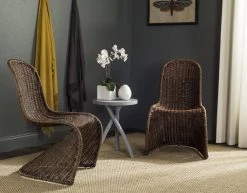Tana Wicker Side Chair In Brown/Multi (Set Of 2) - Safavieh SEA8009D-SET2