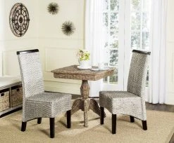 Ilya 18''H Wicker Dining Chair In Antique Grey (Set Of 2) - Safavieh SEA8017B-SET2