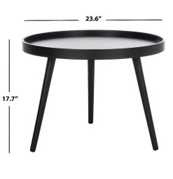 Fritz Round Tray Top Side Table In Black - Safavieh ACC4204A -Safavieh Homeware 187 acc4204a dim