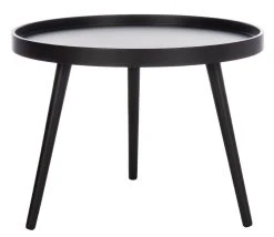Fritz Round Tray Top Side Table In Black - Safavieh ACC4204A -Safavieh Homeware 187 acc4204a front
