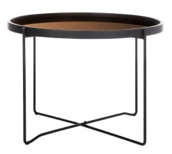 Ruby Medium Round Tray Top Accent Table In Black/Rose Gold - Safavieh ACC4205A -Safavieh Homeware 187 acc4205a front