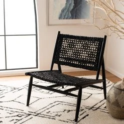 Bandelier Accent Chair In Black - Safavieh ACH1000B