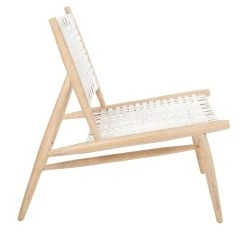 Soleil Leather Woven Accent Chair In Natural/White - Safavieh ACH1001A -Safavieh Homeware 187 ach1001a side2