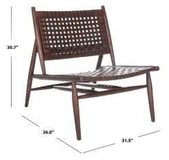 Soleil Leather Woven Accent Chair In Brown - Safavieh ACH1001C -Safavieh Homeware 187 ach1001c dim
