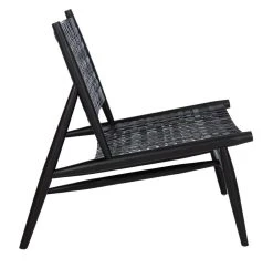 Soleil Leather Woven Accent Chair In Black - Safavieh ACH1001D -Safavieh Homeware 187 ach1001d side2