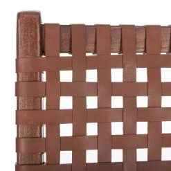 Luna Leather Woven Accent Chair In Brown/Cognac - Safavieh ACH1002B -Safavieh Homeware 187 ach1002b detail