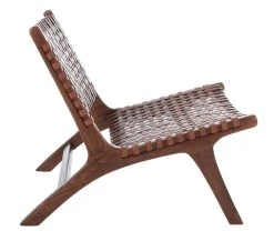 Luna Leather Woven Accent Chair In Brown/Cognac - Safavieh ACH1002B -Safavieh Homeware 187 ach1002b side2