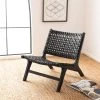 Luna Leather Woven Accent Chair In Black - Safavieh ACH1002D