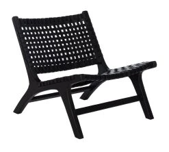 Luna Leather Woven Accent Chair In Black - Safavieh ACH1002D -Safavieh Homeware 187 ach1002d side