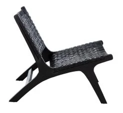 Luna Leather Woven Accent Chair In Black - Safavieh ACH1002D -Safavieh Homeware 187 ach1002d side2