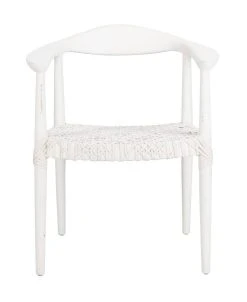Juneau Leather Woven Accent Chair In White/Off-White - Safavieh ACH1003B -Safavieh Homeware 187 ach1003b front