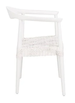 Juneau Leather Woven Accent Chair In White/Off-White - Safavieh ACH1003B -Safavieh Homeware 187 ach1003b side