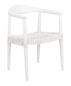 Juneau Leather Woven Accent Chair In White/Off-White - Safavieh ACH1003B -Safavieh Homeware 187 ach1003b side2