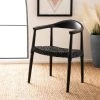 Juneau Leather Woven Accent Chair In Black - Safavieh ACH1003D