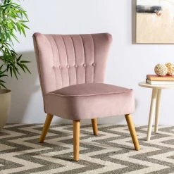 June Mid Century Accent Chair In Mauve/Natural - Safavieh ACH4500C