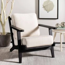 Nico Mid Century Accent Chair In Bone White/Black - Safavieh ACH4501A