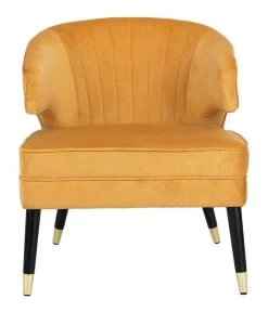 Stazia Wingback Accent Chair In Marigold/Black - Safavieh ACH4502A -Safavieh Homeware 187 ach4502a front