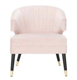Stazia Wingback Accent Chair In Pale Pink/Black - Safavieh ACH4502B -Safavieh Homeware 187 ach4502b front