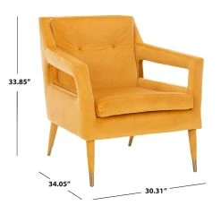Mara Tufted Accent Chair In Marigold - Safavieh ACH4505B 13 Mara Tufted Accent Chair In Marigold - Safavieh ACH4505B -Safavieh Homeware 187 ach4505b dim