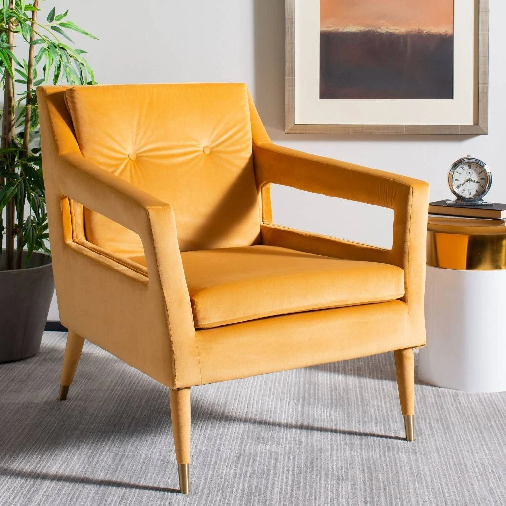 Mara Tufted Accent Chair In Marigold - Safavieh ACH4505B 3 Mara Tufted Accent Chair In Marigold - Safavieh ACH4505B