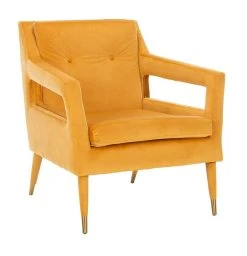 Mara Tufted Accent Chair In Marigold - Safavieh ACH4505B 16 Mara Tufted Accent Chair In Marigold - Safavieh ACH4505B -Safavieh Homeware 187 ach4505b side