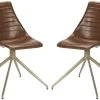 Lynette Midcentury Modern Leather Swivel Dining Chair In Light Brown/Brass - Safavieh ACH7006A-SET2 -Safavieh Homeware 187 ach7006a set2