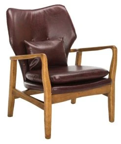 Tarly Accent Chair In Burgundy/Natural - Safavieh ACH9500A -Safavieh Homeware 187 ach9500a side