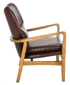 Tarly Accent Chair In Burgundy/Natural - Safavieh ACH9500A -Safavieh Homeware 187 ach9500a side2