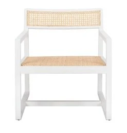 Lula Cane Accent Chair In White/Natural - Safavieh ACH9503A -Safavieh Homeware 187 ach9503a front