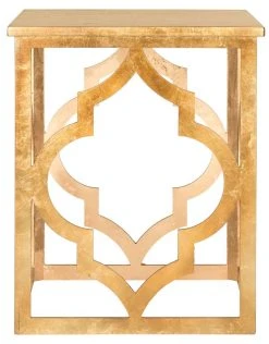 Milo Trellis Gold Leaf End Table In Gold - Safavieh AMH1508B -Safavieh Homeware 187 amh1508b front