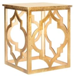 Milo Trellis Gold Leaf End Table In Gold - Safavieh AMH1508B -Safavieh Homeware 187 amh1508b side