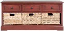 Damien 3 Drawer Storage Bench In Red - Safavieh AMH5701E 12 Damien 3 Drawer Storage Bench In Red - Safavieh AMH5701E -Safavieh Homeware 187 amh5701e front