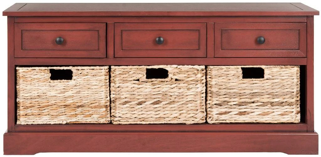 Damien 3 Drawer Storage Bench In Red - Safavieh AMH5701E 6 Damien 3 Drawer Storage Bench In Red - Safavieh AMH5701E - Image 4