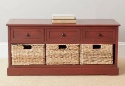 Damien 3 Drawer Storage Bench In Red - Safavieh AMH5701E