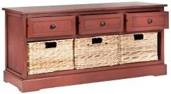 Damien 3 Drawer Storage Bench In Red - Safavieh AMH5701E 14 Damien 3 Drawer Storage Bench In Red - Safavieh AMH5701E -Safavieh Homeware 187 amh5701e side