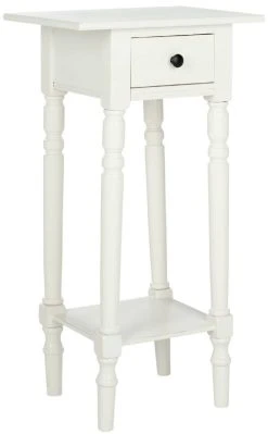 Sabrina End Table W/ Storage Drawer In Distressed Cream - Safavieh AMH5704C -Safavieh Homeware 187 amh5704c side