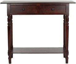 Rosemary 2 Drawer Console In Dark Cherry - Safavieh AMH5705D -Safavieh Homeware 187 amh5705d front