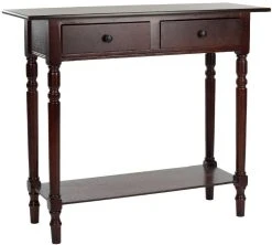 Rosemary 2 Drawer Console In Dark Cherry - Safavieh AMH5705D -Safavieh Homeware 187 amh5705d side
