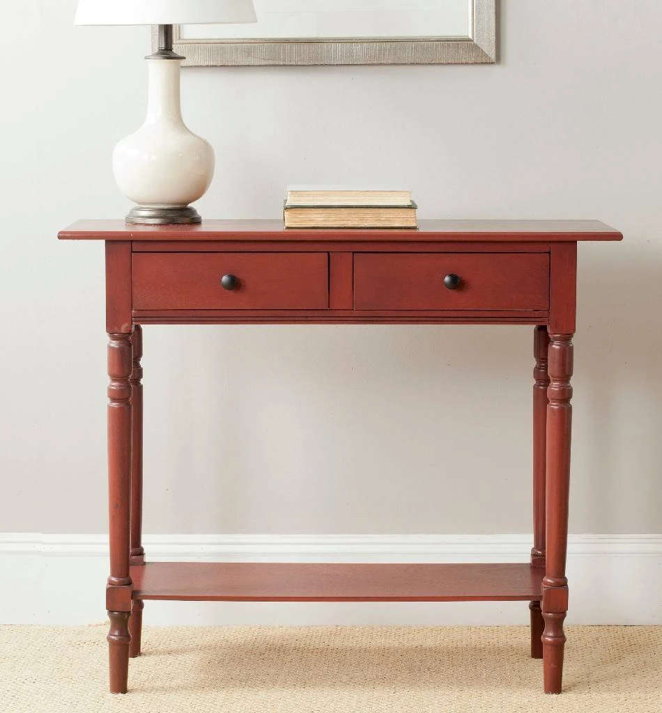 Rosemary 2 Drawer Console In Red - Safavieh AMH5705E 3 Rosemary 2 Drawer Console In Red - Safavieh AMH5705E
