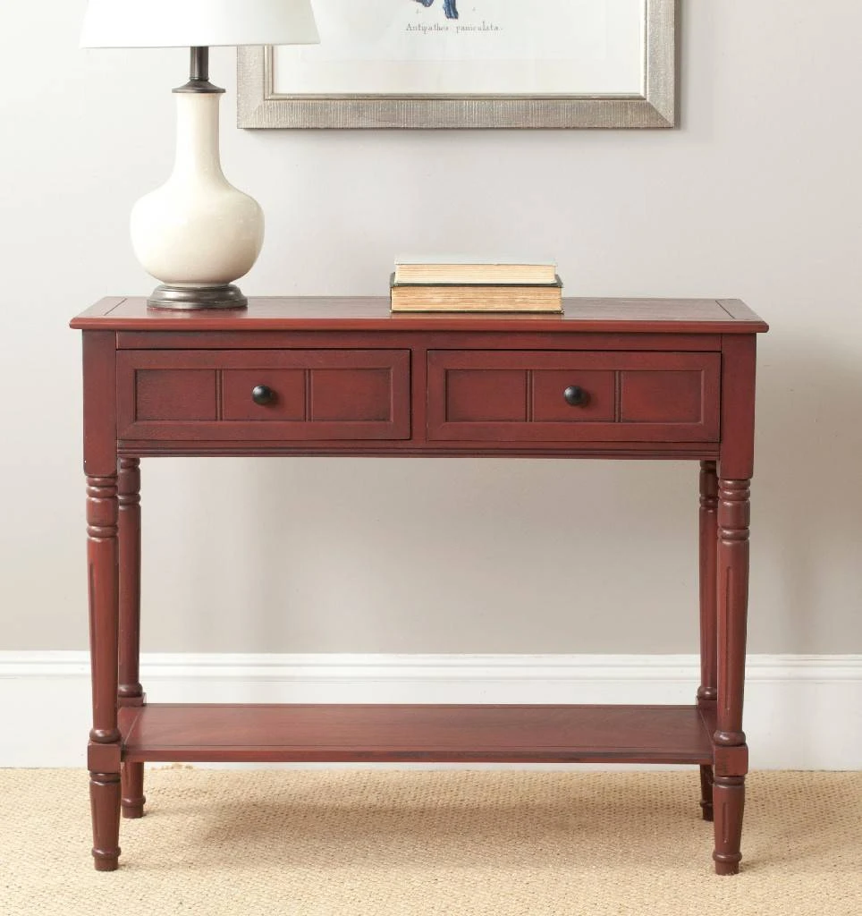 Samantha 2 Drawer Console In Red - Safavieh AMH5710E 3 Samantha 2 Drawer Console In Red - Safavieh AMH5710E