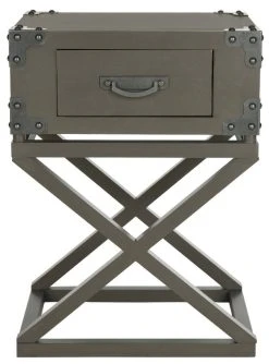 Dunstan Accent Table W/ Storage Drawer In Grey - Safavieh AMH5720A -Safavieh Homeware 187 amh5720a front